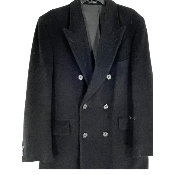 VTG Guy Laroche Womens Wool & Cashmere Trench Size L Black - Picture 2 of 11